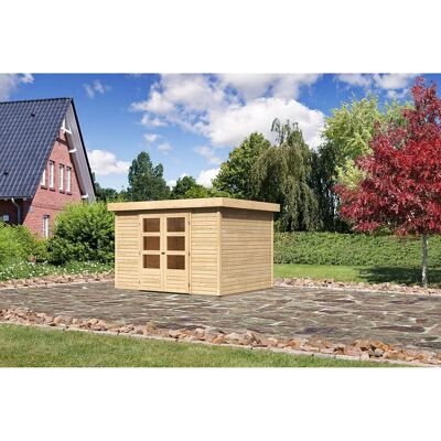 Karibu Holz-Gartenhaus Boras - Flachdach Unbehandelt 298 cm x 242 cm Karibu Holz-Gartenhaus Boras - Flachdach Unbehandelt 298 cm x 242 cm