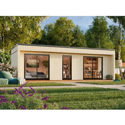 Palmako Holz-Gartenhaus Johanna Flachdach Unbehandelt 901 cm x 339 cm 22,4 m² Palmako Holz-Gartenhaus Johanna Flachdach Unbehandelt 901 cm x 339 cm 22,4 m²