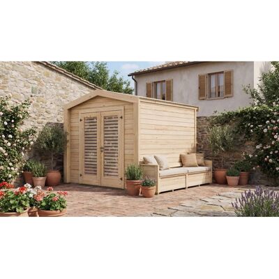 Weka Holz-Gartenhaus Killarney Satteldach Natur Unbehandelt 307 cm x 263 cm Weka Holz-Gartenhaus Killarney Satteldach Natur Unbehandelt 307 cm x 263 cm