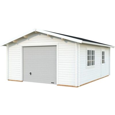 Palmako Garage Roger mit Sektionaltor 450 x 550 cm Lackiert Weiß FSC® Palmako Garage Roger mit Sektionaltor 450 x 550 cm Lackiert Weiß FSC®