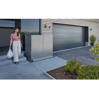 BIOHORT Mülltonnenbox - Stahl, Quarzgrau, Metallic - 147cm x 129cm x 88cm BIOHORT Mülltonnenbox - Stahl, Quarzgrau, Metallic - 147cm x 129cm x 88cm