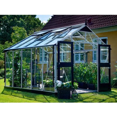 Juliana Premium Gewächshaus - 10,9 m² - Sicherheitsglas - Aluminium/Noir Juliana Premium Gewächshaus - 10,9 m² - Sicherheitsglas - Aluminium/Noir