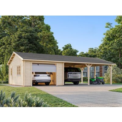 Palmako Garage Roger mit Sektionaltor 953 x 550 cm Lackiert Dunkelgrau-Weiß FSC® Palmako Garage Roger mit Sektionaltor 953 x 550 cm Lackiert Dunkelgrau-Weiß FSC®
