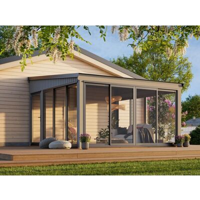 Palmako Holz-Gartenhaus Lumi Slide Pultdach Lackiert 420 cm x 420 cm 16,6 m² Palmako Holz-Gartenhaus Lumi Slide Pultdach Lackiert 420 cm x 420 cm 16,6 m²