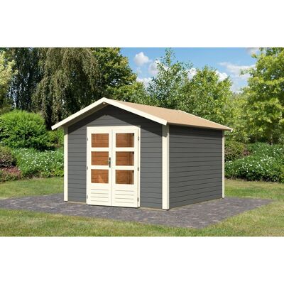 Karibu Holz-Gartenhaus Tyka Terragrau Satteldach Lackiert 300 cm x 300 cm Karibu Holz-Gartenhaus Tyka Terragrau Satteldach Lackiert 300 cm x 300 cm