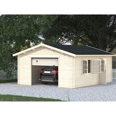 Palmako Garage Roger mit Sektionaltor 450 x 550 cm Lackiert Dunkelgrau-Weiß FSC® Palmako Garage Roger mit Sektionaltor 450 x 550 cm Lackiert Dunkelgrau-Weiß FSC®