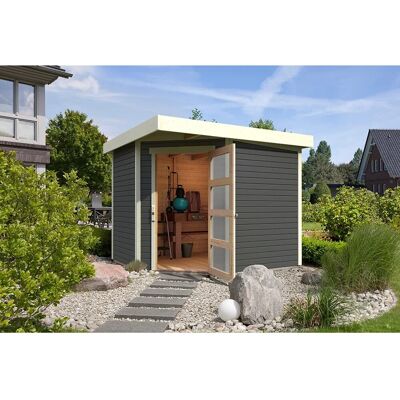 Karibu Holz-Gartenhaus Linköbing Terragrau Pultdach Lackiert 238 cm x 242 cm Karibu Holz-Gartenhaus Linköbing Terragrau Pultdach Lackiert 238 cm x 242 cm