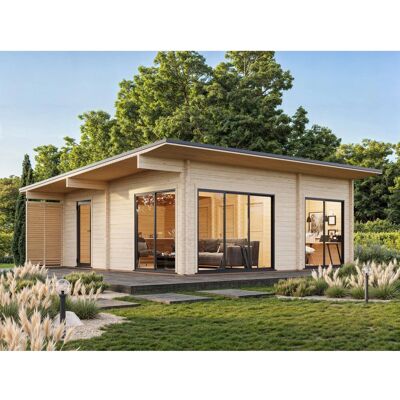 Palmako Holz-Gartenhaus Cecilia Pultdach Unbehandelt 674 cm x 674 cm 39,9 m² Palmako Holz-Gartenhaus Cecilia Pultdach Unbehandelt 674 cm x 674 cm 39,9 m²