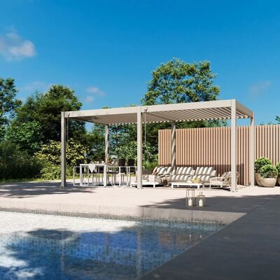Weide Classic, Pergola Aluminium freistehend, 3 x 6 M, Lamellendach Ivory Sand Weide Classic, Pergola Aluminium freistehend, 3 x 6 M, Lamellendach Ivory Sand