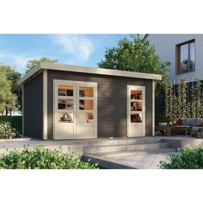 Karibu Holz-Gartenhaus Glostrup Terragrau Flachdach Lackiert 420 cm x 270 cm Karibu Holz-Gartenhaus Glostrup Terragrau Flachdach Lackiert 420 cm x 270 cm