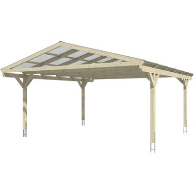 SKANHOLZ Carport Westerwald - Eiche hell - 570x648cm - Satteldach - 4 Pfosten SKANHOLZ Carport Westerwald - Eiche hell - 570x648cm - Satteldach - 4 Pfosten