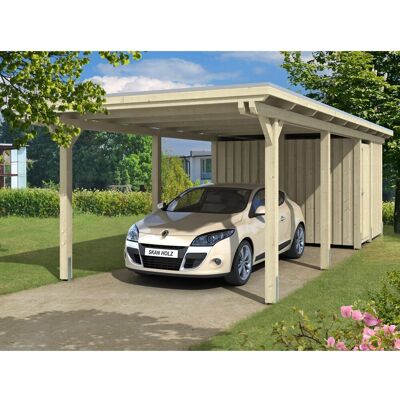 SKANHOLZ Emsland Carport - Flachdach - Unbehandelt - Mit Abstellraum SKANHOLZ Emsland Carport - Flachdach - Unbehandelt - Mit Abstellraum