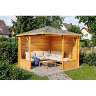Alpholz Maik-28 Pinie/Kiefer 5-Eck Gartenlaube - Gartenhaus Alpholz Maik-28 Pinie/Kiefer 5-Eck Gartenlaube - Gartenhaus