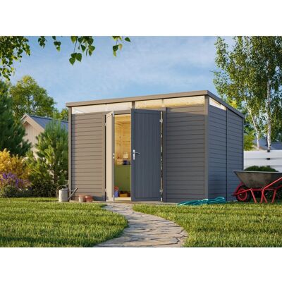 Palmako Holz-Gartenhaus Elias Pultdach Lackiert 330 cm x 228 cm 7,3 m² Palmako Holz-Gartenhaus Elias Pultdach Lackiert 330 cm x 228 cm 7,3 m²