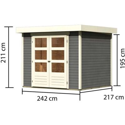 Karibu Holz-Gartenhaus Raala Terragrau Pultdach Lackiert 238 cm x 213 cm Karibu Holz-Gartenhaus Raala Terragrau Pultdach Lackiert 238 cm x 213 cm