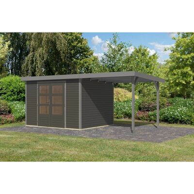 Karibu Gartenhaus Ernesto 5 B m. Anbaudach Terragrau/Grau 209 x 298 x 242 cm Karibu Gartenhaus Ernesto 5 B m. Anbaudach Terragrau/Grau 209 x 298 x 242 cm
