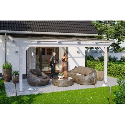 Skan Holz Terrassenüberdachung Ancona 541 cm x 250 cm Weiß Skan Holz Terrassenüberdachung Ancona 541 cm x 250 cm Weiß