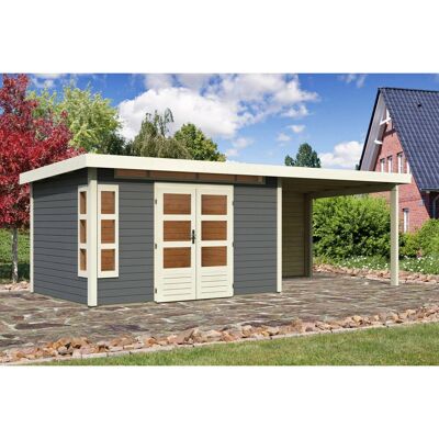 Karibu Holz-Gartenhaus Kastberg Terragrau Flachdach Lackiert 360 cm x 240 cm Karibu Holz-Gartenhaus Kastberg Terragrau Flachdach Lackiert 360 cm x 240 cm
