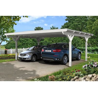 SkanHolz Odenwald Weiß Carport - Flachdach, 640x541cm SkanHolz Odenwald Weiß Carport - Flachdach, 640x541cm