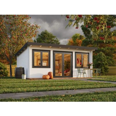 Palmako Holz-Gartenhaus Lisandra Pultdach Weiß Lackiert 550 cm x 400 cm 19,4 m² Palmako Holz-Gartenhaus Lisandra Pultdach Weiß Lackiert 550 cm x 400 cm 19,4 m²