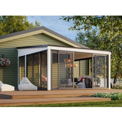 Palmako Holz-Gartenhaus Lumi Slide Plus Pultdach Lackiert 420 cm x 420 cm Palmako Holz-Gartenhaus Lumi Slide Plus Pultdach Lackiert 420 cm x 420 cm