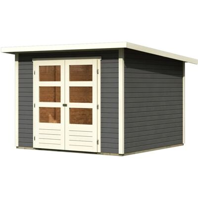 Karibu Holz-Gartenhaus Sitten Terragrau Pultdach Lackiert 242 cm x 242 cm Karibu Holz-Gartenhaus Sitten Terragrau Pultdach Lackiert 242 cm x 242 cm