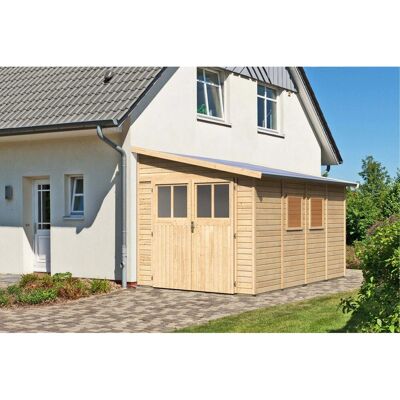 Karibu Holz-Gartenhaus Timsund Natur Pultdach Unbehandelt 235 cm x 352 cm Karibu Holz-Gartenhaus Timsund Natur Pultdach Unbehandelt 235 cm x 352 cm