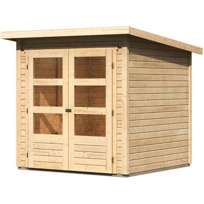 Karibu Holz-Gartenhaus Sitten Natur Pultdach Unbehandelt 182 cm x 182 cm Karibu Holz-Gartenhaus Sitten Natur Pultdach Unbehandelt 182 cm x 182 cm
