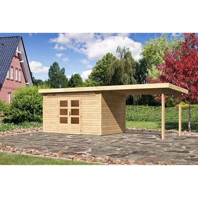 Karibu Holz-Gartenhaus Kumla 7 Natur Pultdach Unbehandelt 360 cm x 240 cm Karibu Holz-Gartenhaus Kumla 7 Natur Pultdach Unbehandelt 360 cm x 240 cm