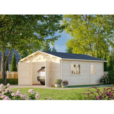 Palmako Garage Roger mit Holztor 450 x 550 cm Lackiert Dunkelgrau-Weiß FSC® Palmako Garage Roger mit Holztor 450 x 550 cm Lackiert Dunkelgrau-Weiß FSC®