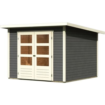 Karibu Holz-Gartenhaus Sitten Terragrau Pultdach Lackiert 242 cm x 242 cm Karibu Holz-Gartenhaus Sitten Terragrau Pultdach Lackiert 242 cm x 242 cm