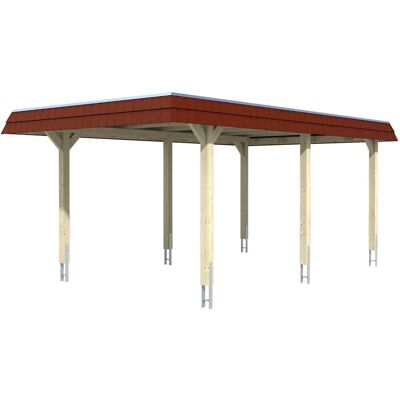 Skan Holz Carport Wendland Eiche hell 362 x 628 cm EPDM-Dach Blende Rot Skan Holz Carport Wendland Eiche hell 362 x 628 cm EPDM-Dach Blende Rot