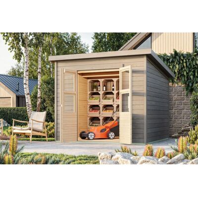 Karibu Holz-Gartenhaus Gartenhaus Pultdach Grundiert 242 cm x 244 cm 5,73 m² Karibu Holz-Gartenhaus Gartenhaus Pultdach Grundiert 242 cm x 244 cm 5,73 m²