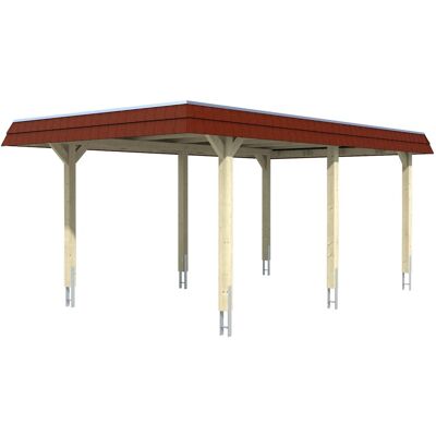 Skan Holz Carport Wendland Schiefergrau 362 x 628 cm EPDM-Dach Blende Rot Skan Holz Carport Wendland Schiefergrau 362 x 628 cm EPDM-Dach Blende Rot