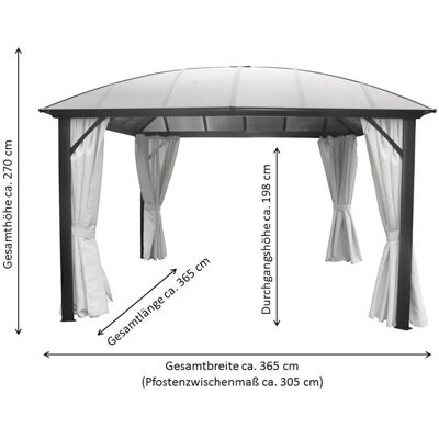 Leco Kuppeldachpavillon 3,65 m x 3,65 m Anthrazit Leco Kuppeldachpavillon 3,65 m x 3,65 m Anthrazit