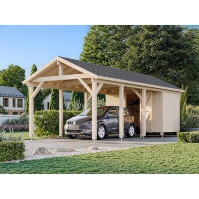 Palmako Carport Robert mit Geräteraum 315 x 732 cm Lackiert Dunkelgrau FSC® Palmako Carport Robert mit Geräteraum 315 x 732 cm Lackiert Dunkelgrau FSC®