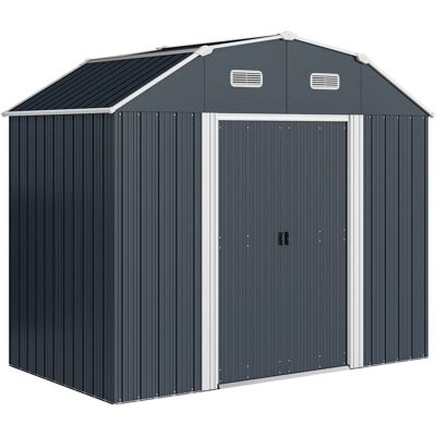 Outsunny Gerätehaus Verzinkter Stahl Dunkelgrau 238L x 132B x 198,5H cm Outsunny Gerätehaus Verzinkter Stahl Dunkelgrau 238L x 132B x 198,5H cm