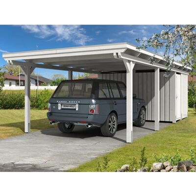 SKANHOLZ Emsland Carport - Weiß - Flachdach - 1 Fahrzeug SKANHOLZ Emsland Carport - Weiß - Flachdach - 1 Fahrzeug