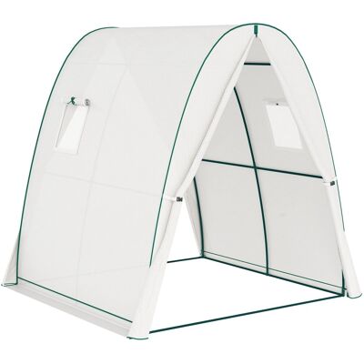 Outsunny Gewächshaus aus Stahl mit Rolltür 180 x 180 x 200 cm Weiß Outsunny Gewächshaus aus Stahl mit Rolltür 180 x 180 x 200 cm Weiß