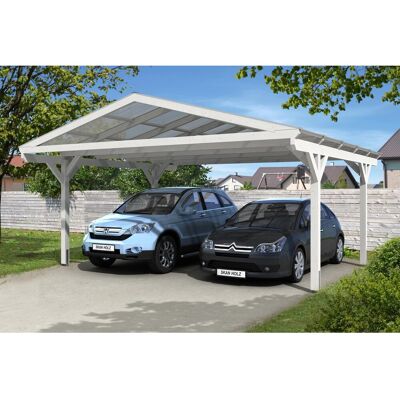 SkanHolz Westerwald Carport - Weiß, 570x541cm, 2 Fahrzeuge SkanHolz Westerwald Carport - Weiß, 570x541cm, 2 Fahrzeuge