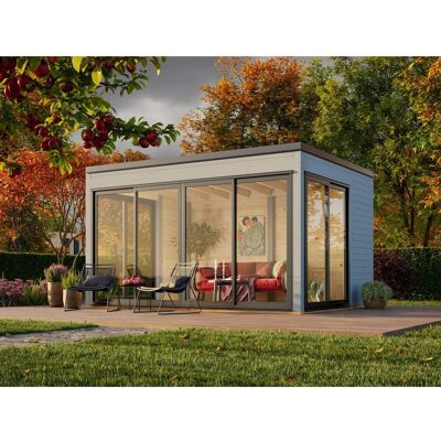 Palmako Holz-Gartenhaus Serena Slide Plus Pultdach Lackiert 420 cm x 320 cm Palmako Holz-Gartenhaus Serena Slide Plus Pultdach Lackiert 420 cm x 320 cm