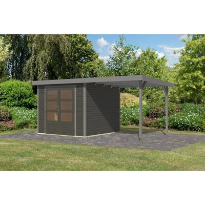 Karibu Gartenhaus Ernesto 3,5 B m. Anbaudach Terragrau/Grau 209 x 238 x 242 cm Karibu Gartenhaus Ernesto 3,5 B m. Anbaudach Terragrau/Grau 209 x 238 x 242 cm