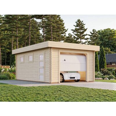 Palmako Garage Rasmus m. Sektionaltor 360 x 550 cm Lackiert Grau-Weiß FSC® Palmako Garage Rasmus m. Sektionaltor 360 x 550 cm Lackiert Grau-Weiß FSC®