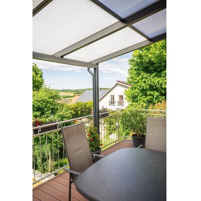 Gutta Terrassendach Prem. Anthrazit Stegpl PC Streifen Weiß 9.135 mm x 4.060 mm Gutta Terrassendach Prem. Anthrazit Stegpl PC Streifen Weiß 9.135 mm x 4.060 mm