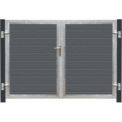 Plus Holz Doppeltor Artura WPC Schiefergrau 213 cm x 135 cm Pfosten grauschwarz Plus Holz Doppeltor Artura WPC Schiefergrau 213 cm x 135 cm Pfosten grauschwarz