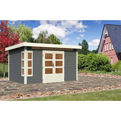 Karibu Holz-Gartenhaus Kastberg Terragrau Flachdach Lackiert 360 cm x 240 cm Karibu Holz-Gartenhaus Kastberg Terragrau Flachdach Lackiert 360 cm x 240 cm