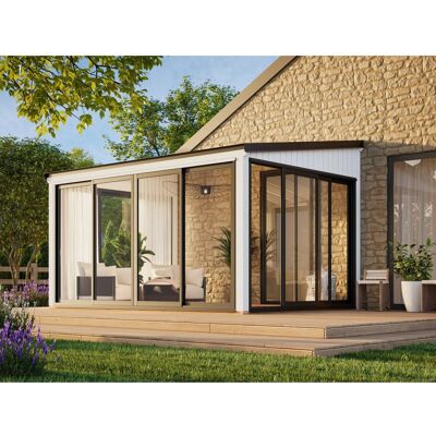 Palmako Holz-Gartenhaus Lumi Slide Plus Pultdach Lackiert 420 cm x 297 cm Palmako Holz-Gartenhaus Lumi Slide Plus Pultdach Lackiert 420 cm x 297 cm