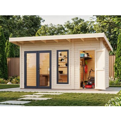 Palmako Holz-Gartenhaus Aurelia Pultdach Unbehandelt 436 cm x 300 cm 12,4 m² Palmako Holz-Gartenhaus Aurelia Pultdach Unbehandelt 436 cm x 300 cm 12,4 m²