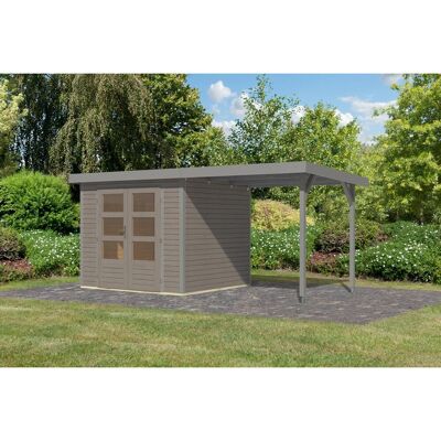 Karibu Gartenhaus Ernesto 3 D m. Anbaudach Wassergrau/Grau 209 x 238 x 213 cm Karibu Gartenhaus Ernesto 3 D m. Anbaudach Wassergrau/Grau 209 x 238 x 213 cm