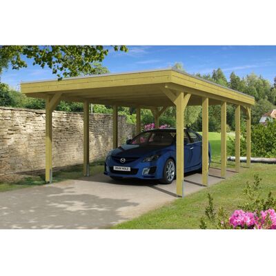 SKANHOLZ Friesland Carport - Grün - Flachdach - 397x708cm SKANHOLZ Friesland Carport - Grün - Flachdach - 397x708cm